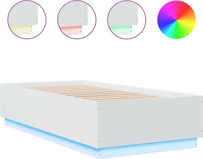 Produktbild von vidaXL Bettgestell mit LED Weiß 75x190 cm Holzwerkstoff