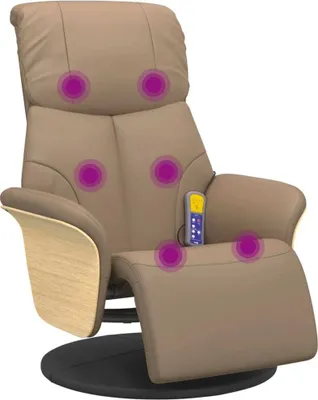 Immagine prodotto di Poltrona Reclinabile Massaggi Poggiapiedi Cappuccino Pelle finta