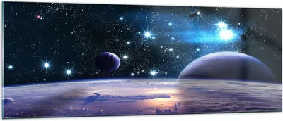 Produktbild von Bilder auf glas - Kosmos Planet - 140x50cm - Glasbilder - Wandbilder - Kunstdruck - zum Aufhängen bereit - Wanddekoration aus Glas - Glas Bilder - Wandbild auf Glas - Einteilig - GAB140x50-3575