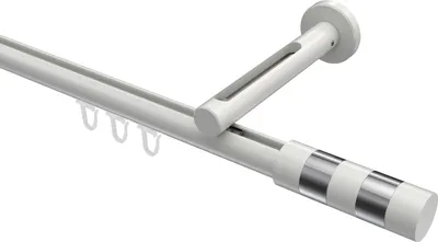 Produktbild von Interdeco Innenlaufstange / Gardinenstange mit Innenlauf Weiß, Typ Siteno Mavell (Zylinder Bicolor), 20 mm Ø 1-läufig, 200 cm