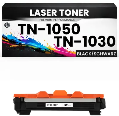 A product shot of a laser toner cartridge box and the cartridge itself.