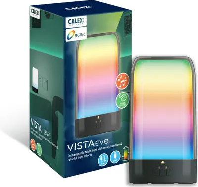 Produktbild von Calex Vista Tischleuchte, kabellos, RGBIC LED, USB-C aufladbar, Touch