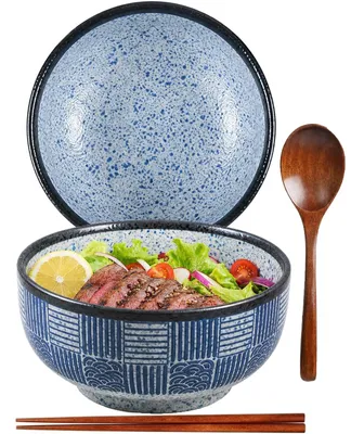 Produktbild von Keramische Nudelschalen-Set mit Löffel und Essstäbchen