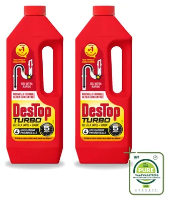 Produktbild von 2 x Destop Turbo Gel Rohrreiniger 1 L - Großpackung - 2 Stücke