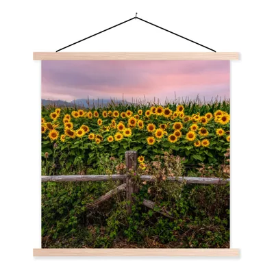 Produktbild von MuchoWow® Textilposter Sonnenblume - Blumen - Pflanzen 40x40 cm mit holzfarbenen Rahmen - Posterleiste