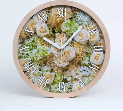 Produktbild von Holzuhr 25fi cm wanduhr - weiße Spitzen - Große römische Uhr Rosen