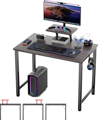 Produktbild von Schreibtisch,Computertisch mit Monitorständer,Eckschreibtisch,Gaming-Tisch mit Verstellbarer Ablage für Zuhause Büro und Wohnzimmer 80x40x75cm Schwarz