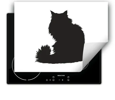 Produktbild von DarHaus Herdabdeckplatte 70x52 cm Anti Rutsch Matte Aufrollbar, Katze - schwarz