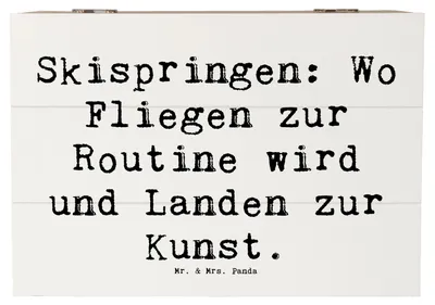 Produktbild von Mr. & Mrs. Panda Holzbox Spruch Skispringen Kunstflug 22 x 15 cm - Weiß - Geschenk, Landung, Sprünge, Sportler, fotobox, Sportart, Flug, Kiste, Geschenkbox, Sprungtechnik