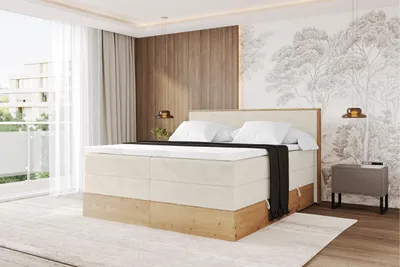Produktbild von ALTDECOR BOXSPRINGBETT mit 2xBettkasten und Lattenrost, Topper, Boxbett, Polsterbett mit Bettkasten mit Stauraum und Kopfteil mit Matratze H3/H4 - LOLLI9-KING 200x200 Hellbeige