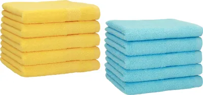 Produktbild von Betz 10 Stück Gästetücher 30x50 cm PREMIUM 100% Baumwolle Set Farbe: gelb und türkis