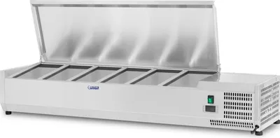 Produktbild von Royal Catering Kühlaufsatzvitrine - 140 x 33 cm - 6 GN 1/4 Behälter