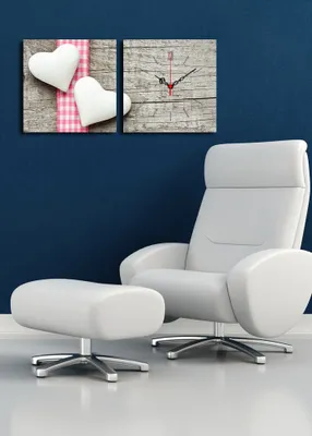 Produktbild von Opviq, 2P2828CS- CLA2618, Bunt, Wanduhren, 60 x 28 cm, 100% Wildleder -Leinwand