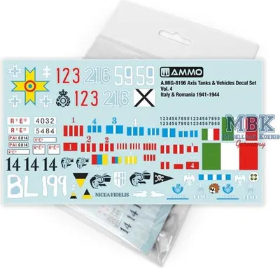 Produktbild von Ammo of MIG AMIG8196 Axis Tanks&Vehicles Decal Set Vol. 4-Italy&Romania