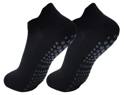 Produktbild von 1 Paar Damen-Sportsocken, rutschfeste Sohle, Baumwoll-Yogasocken, feuchtigkeitsableitend, bequem, dehnbar