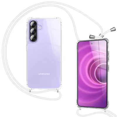 Image de Étui et bracelet NALIA pour Samsung Galaxy A57 – Coque hybride transparente et bracelet – Anti-jaunissement et réglable – Marque de Berlin – Blanc nacré