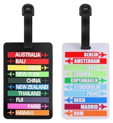 Produktbild von Gepäckanhänger Adressschild PVC 2 Stück Schwarz Weiß 10.5x6.5cm