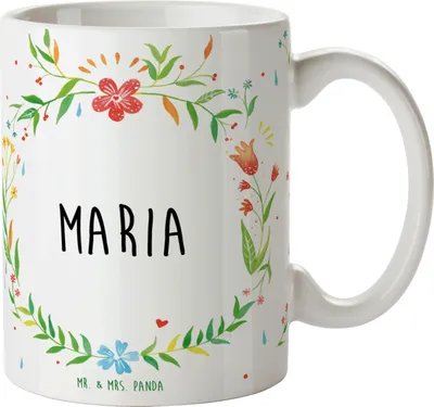 Produktbild von Mr. & Mrs. Panda Kaffeetasse Maria - Geschenk, Bedruckte Tasse, Pott, Becher, Teetasse
