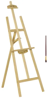 Image de Chevalet d'artiste - Chevalet sur pieds - Réglable en hauteur - Inclinaison jusqu'à 90° - 51,5 x 71,5 x 134,5 cm - Structure en bois - Finition bois naturel