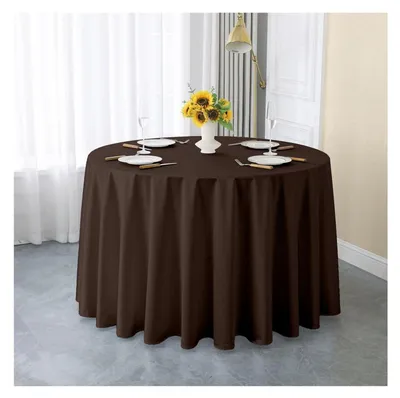 Immagine prodotto di Tovaglia rettangolare in raso, color marrone scuro, dimensioni 200 x 320 cm