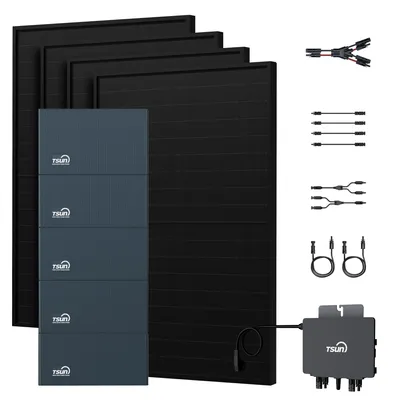 Produktbild von Powerness Balkonkraftwerk Speicher, TSUN DCU2000Lite mit 4 x DB2000 Lite Erweiterungsakku & 800W Mikrowechselrichter, 4 x 455W Solarmodule (0% MwSt)