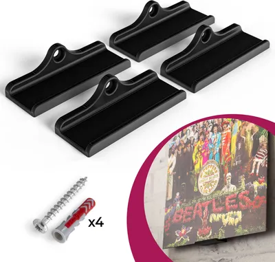 Produktbild von Schallplatten Wandhalterung passend für LP Disc Vinyl Halter Universal 4 Stück Schwarz