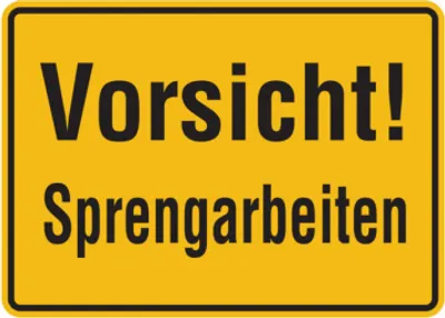 Produktbild von Dreifke® Hinweisschild, Vorsicht! Sprengarbeiten, 250x350mm, Alu geprägt, Alu...