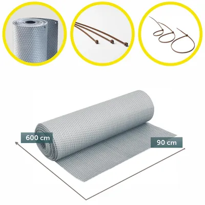 Produktbild von Balkonverkleidung Polyrattan - Sichtschutzmatte Balkon - 0,9 x 6 m - UV- und witterungsbeständig - Windschutz - - Grau