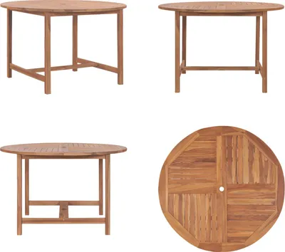 Image de vidaXL Table à manger de jardin Ø110x75 cm teck massif - Table à manger de jardin - Table à manger de jardin en bois - Table à manger de jardin en bois massif