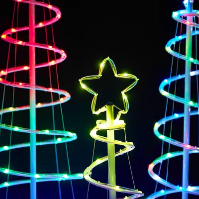 Immagine prodotto di 1.albero di Natale a Spirale 2M LED RGB Dimmerabile Albero di Natale a Spirale Pieghevole con Telecomando per la Decorazione di Natale in Giardino Interno