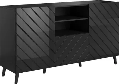 Obrázek produktu pro Cama Meble Dvoudveřová komoda Abeto - černá / černý lesk