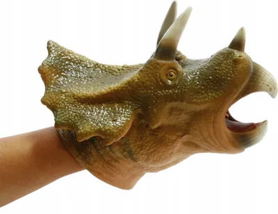Produktbild von Dinosaurier Handpuppe mit Sound & Licht - Realistische Gummi Tierpuppe für Kinder
