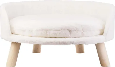 Produktbild von Katze Bett, Plüschstoff, Massivholzbeine, WEISS, 60cm