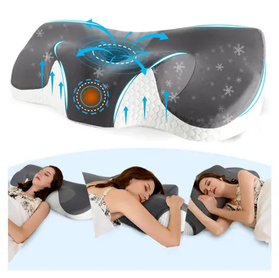 Produktbild von Ergonomisches Nackenkissen für Nackenschmerzen, Memory Foam Orthopädisches Kissen, Schlafkissen für Seitenschläfer, Rücken- und Bauchschläfer, Anti-Schnarch Nackenstützkissen