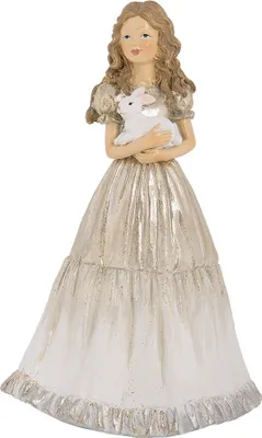 Image de Clayre & Eef Figurine de décoration de Noël Fille 14x11x22 cm Beige Plastique