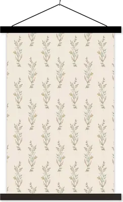 Produktbild von MuchoWow® Textilposter Blätter - Vintage - Pastell 120x180 cm mit schwarzem Rahmen - Fotos