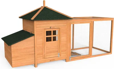 Produktbild von VOUNOT® Hühnerstall mit Auslauf, Hühnerhaus Klein, Hühnervoliere Holz, ca. 190 x 100 x 64 cm