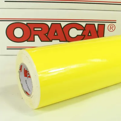 Produktbild von (5,60€/m²) Oracal® Möbelfolie 025 Schwefel-Gelb Glanz 63 cm Breite Laufmeterware selbstklebende Folie Plotterfolie Klebe Folie Oracal 621 Küchenfolie