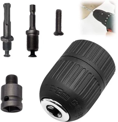 Produktbild von Schnellspannerhalter für Handbohrmaschinen - 5 Stück - 2-13 mm 1/2 Zoll - Sechskantschaft - für Handbohrmaschinen, Tischbohrmaschinen und Haarschleifmaschinen