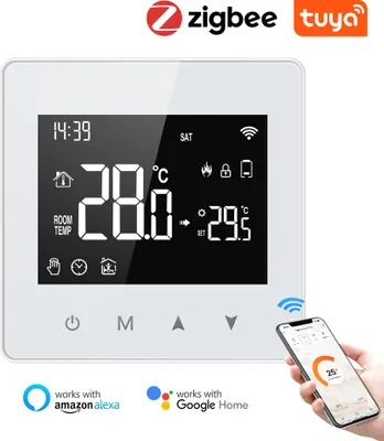 Produktbild von Tuya ZigBee Digital LCD Raumthermostat Thermostat , Wandthermostat Unterputz Fußbodenheizung für  Wasser-Gas-Kessel, kompatibel mit Amazon Alexa und Google Home