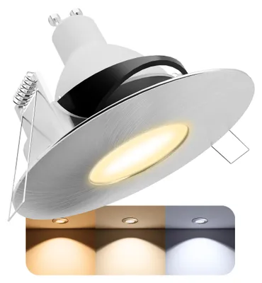 Produktbild von SSC-LUXon YOKU Deckeinbaustrahler IP65 schwenkbar inkl. GU10 LED drei einstellbaren Lichtfarben 3CCT 230V 3W - Einbauspot Bad Aussen rund Alu gebürstet