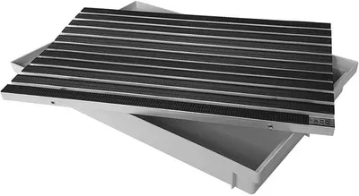 Produktbild von 60x40 Fußmatte Gummi schwarz mit Bodenwanne Vario Light Schuhabtreter Abstreifer Türmatte