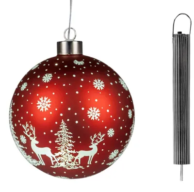 Produktbild von formano LED Hängekugel 15 cm Winter-Rot mit Timer 6h/18h Weihnachtsdeko