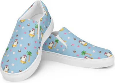 Produktbild von Mr. & Mrs. Panda Loafer Pinguin Kokosnuss Größe 39 - Blau - Geschenk, Urlaub, Freizeitschuhe Damen, Slipper, Damenschuhe, Entspannt, Hawaii, Halbschuhe, Erholt