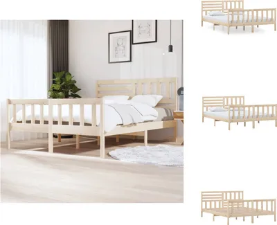 Image de vidaXL Lit en bois massif 160x200 cm - Lits et cadres de lit