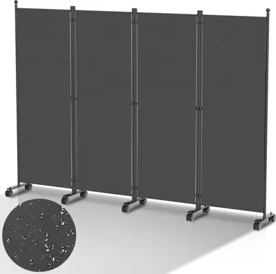 Produktbild von Paravent auf Rollen 4 teilig Anthrazit 228x181 cm Outdoor Raumteiler Garten Spanische Wand Trennwand Raumtrenner