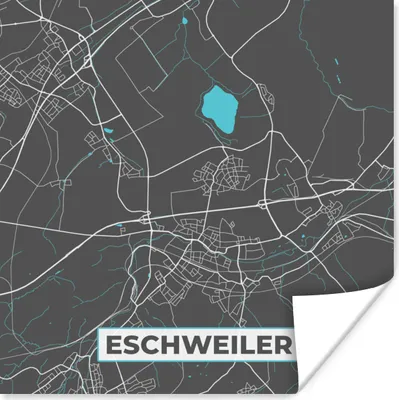 Produktbild von MuchoWow® Poster Stadtplan - Eschweiler - Deutschland - Karte 50x50 cm - Wohnzimmerdekoration