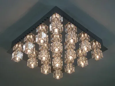 Produktbild von LED+Halogen Kristall Deckenleuchte "Crystal" 16-flammig Fernbedienung Farbwechsler