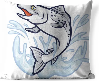 Produktbild von MuchoWow® Outdoor Kissen - Illustration eines Fisches im Wasser - 45x45 cm - Wetterfest - Lounge Kissen - Fotokissen - Dekoratives Kissen