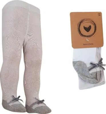 Obrázek produktu pro Z&Z Kojenecké punčochy s mašličkou - šedá/bílá